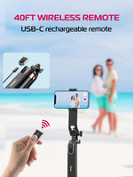 ULANZI MT-70 Extendable Phone Tripod, 63" Selfie Stick Phone Vlog Tripod Stand with 2 Phone Clip, 360° Rotate Dual Camera Tripod for iPhone Sony Canon GoPro, Lightweight for Travel