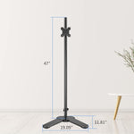 Single Monitor Mount, Extra Long Monitor Stand, 47 inch Pole Black Stand, Monitor Desk Mount, Single Desk Mount Stand, Computer Screen Mount, VESA Computer Desk Mount, Single Monitor Arm Stand