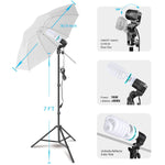 Photography Photo Video Studio Background Stand Support Kit with 3 Muslin Backdrop Kits (White/Black/Chromakey Green Screen Kit),1050W 5500K Daylight Umbrella Lighting Kit with Carry Bag