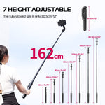 ULANZI MT-70 Extendable Phone Tripod, 63" Selfie Stick Phone Vlog Tripod Stand with 2 Phone Clip, 360° Rotate Dual Camera Tripod for iPhone Sony Canon GoPro, Lightweight for Travel