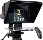 i2/12inch/Black, Liftable Teleprompter with Remote Control and app Metal for 12.9" Tablets with Adjustable Tempered Optical Glass Supports Webcam Wide Angle Camera Lens Studio Make Videos