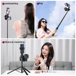 ULANZI MT-70 Extendable Phone Tripod, 63" Selfie Stick Phone Vlog Tripod Stand with 2 Phone Clip, 360° Rotate Dual Camera Tripod for iPhone Sony Canon GoPro, Lightweight for Travel