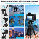 Tripod 75" Camera Tripod, Lightweight Travel Cell Phone Tripod with Wireless Remote, Professional Aluminum Tripod for Camera (Orange)