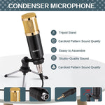 Professional Cardioid Pickup Podcast Microphone(Optional Project),Portable Audio Mixer for Live Streaming,Gaming,PC