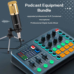 Professional Cardioid Pickup Podcast Microphone(Optional Project),Portable Audio Mixer for Live Streaming,Gaming,PC