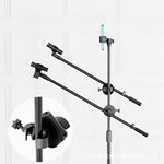 Metal Microphone Stand Adjustable Boom Arm Stands Heavy Duty Mic Clip Phone Holder Extension Bracket 55CM